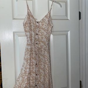 Beige button up sun dress floral pattern